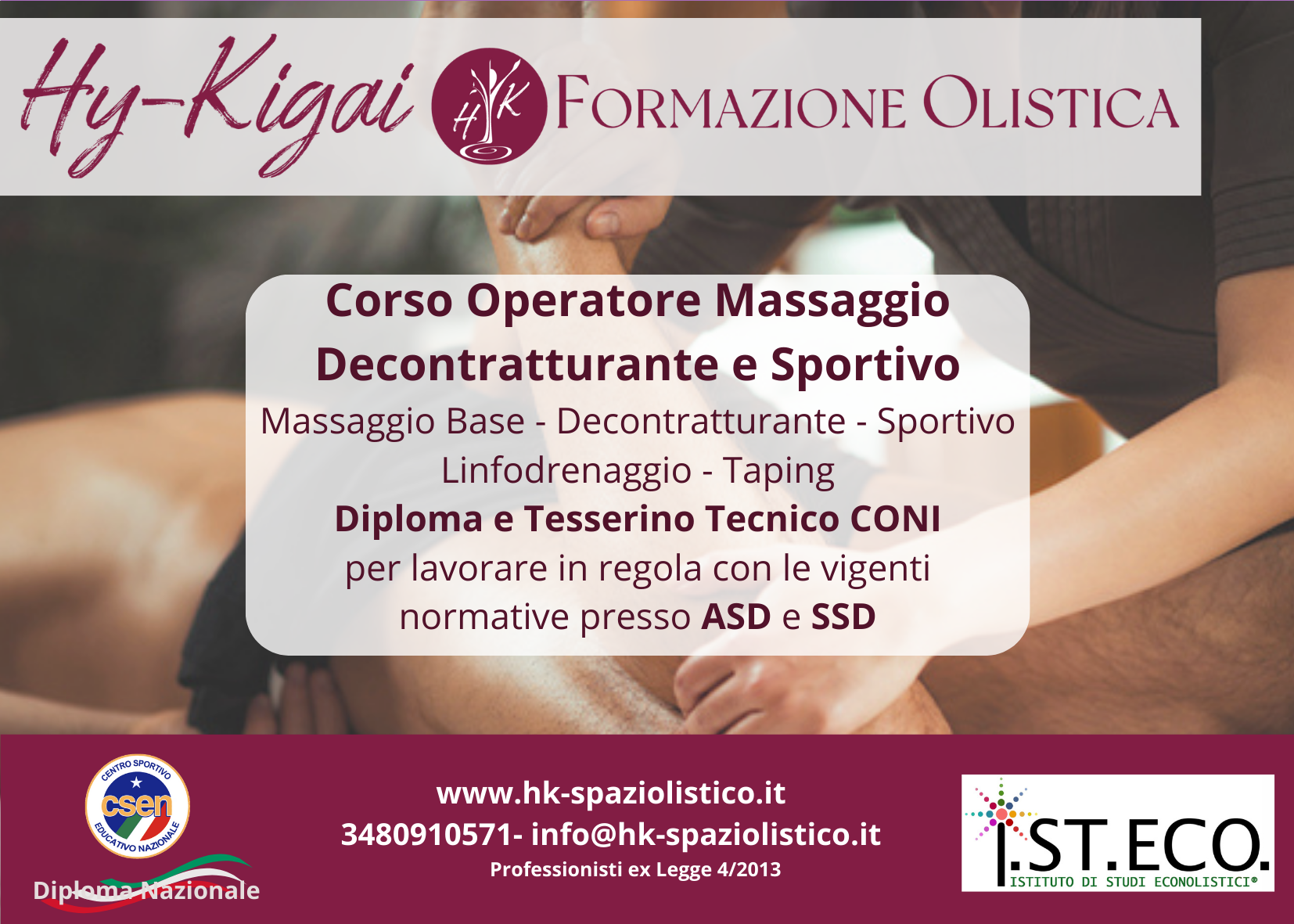 Corso Massaggio Decontratturante e Sportivo Padova